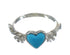 Silver Turquoise Heart Flower Ring Size 6-1/4 RX62411